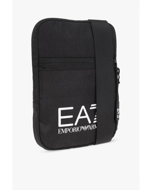 EA7 Black Shoulder Bag With Logo for men