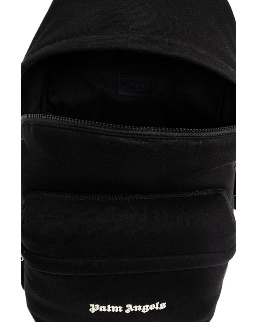 Palm Angels Black Backpack With Embroidered Logo for men