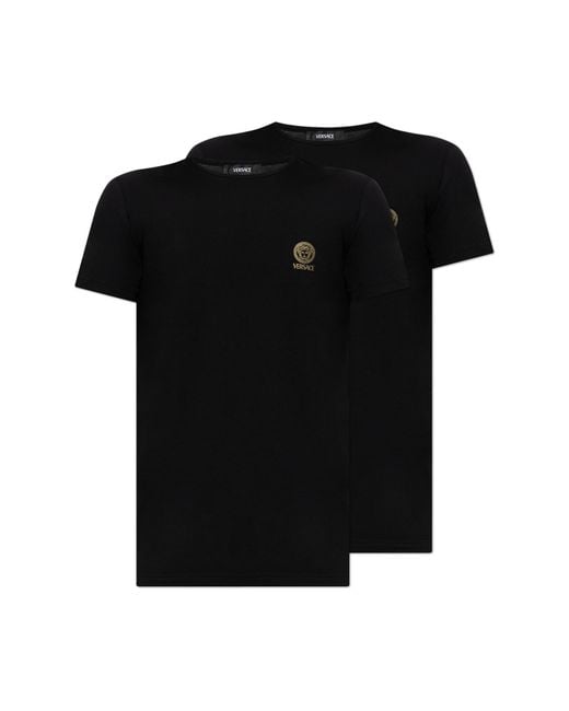 Versace Black 2-Pack Of Cotton T-Shirts for men