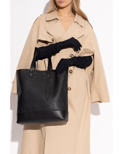 Maison Margiela Black Leather Shopper Bag for men