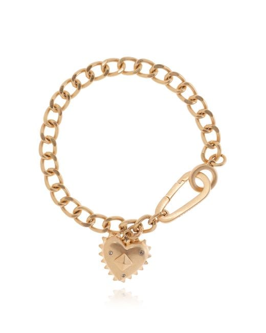 AllSaints Metallic Bracelet With Heart-Shaped Charm