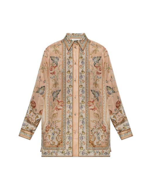 Zimmermann Natural Loose-Fit Silk Shirt