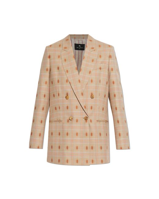 Etro Natural Wool Double-Breasted Blazer