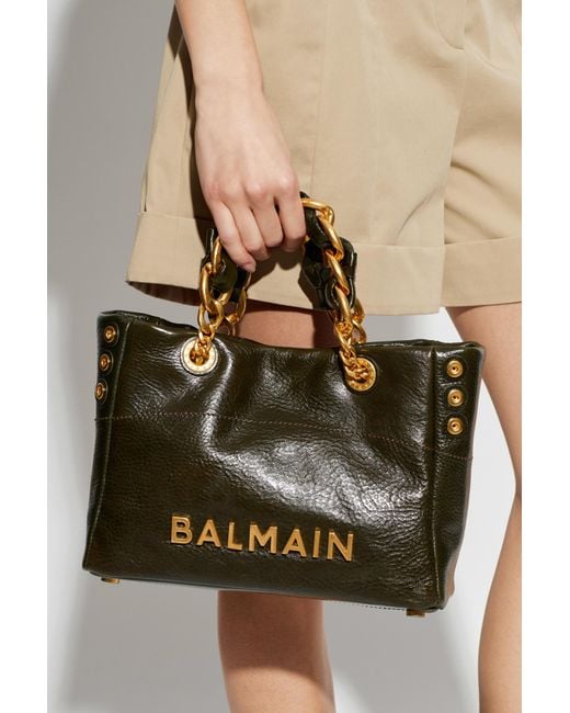 Balmain Green Handbag '1945 Soft Small'
