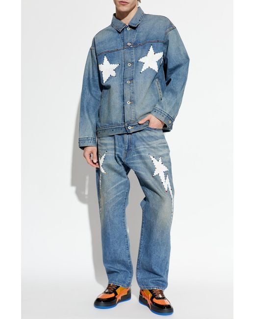 A Bathing Ape Blue Jeans With Shimmering Appliqués for men