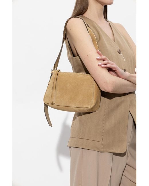Tory Burch White Suede Shoulder Bag 'Romy Small'