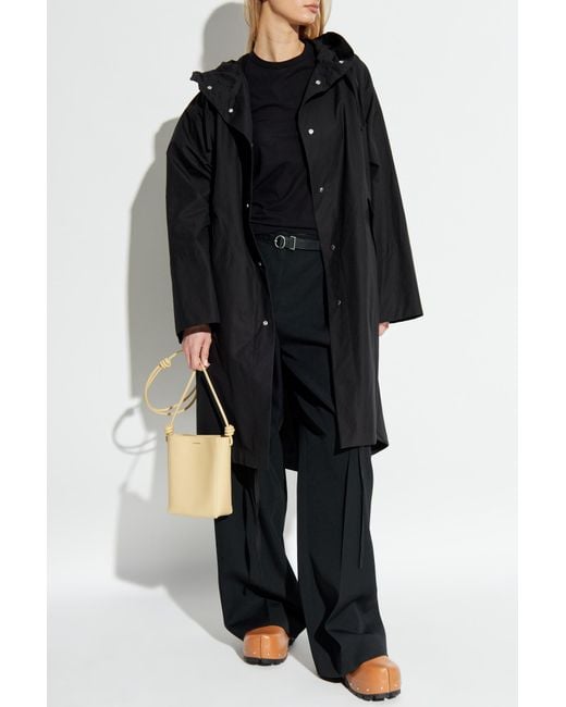 Jil Sander Black Cotton Parka With Hood