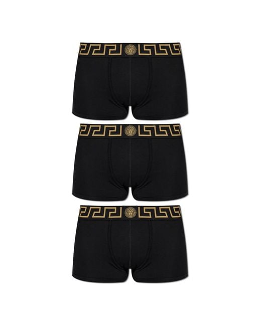 Versace Black Three-Pack Of Cotton Boxer Briefs for men