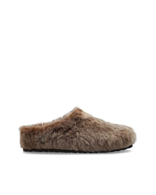 Birkenstock Brown 'Amsterdam Wrapped Shearling Os' Slides