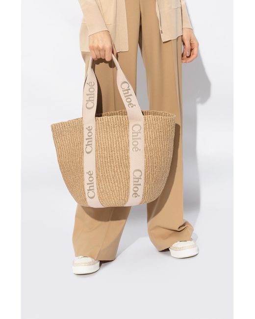 Chloé Natural 'Woody Large' Shopper Bag