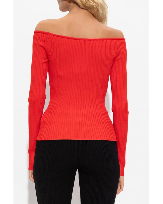 Courreges Red Ribbed Top