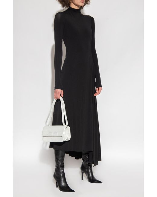 Balenciaga Dress With Standing Collar in Black | Lyst