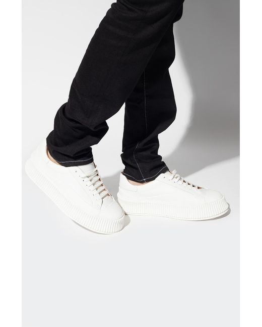 Jil Sander Leather Sneakers in White for Men | Lyst