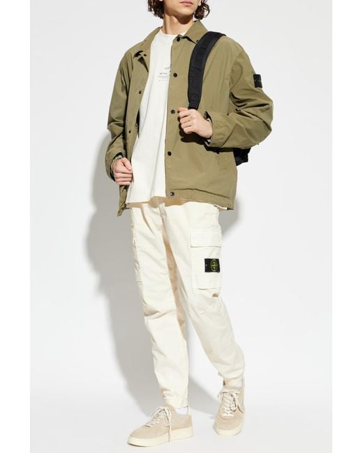 Stone Island Green Lightweight Jacket With Collar for men