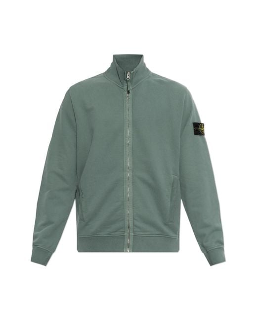 Stone Island Green Sweatshirt With A Stand-Up Collar for men