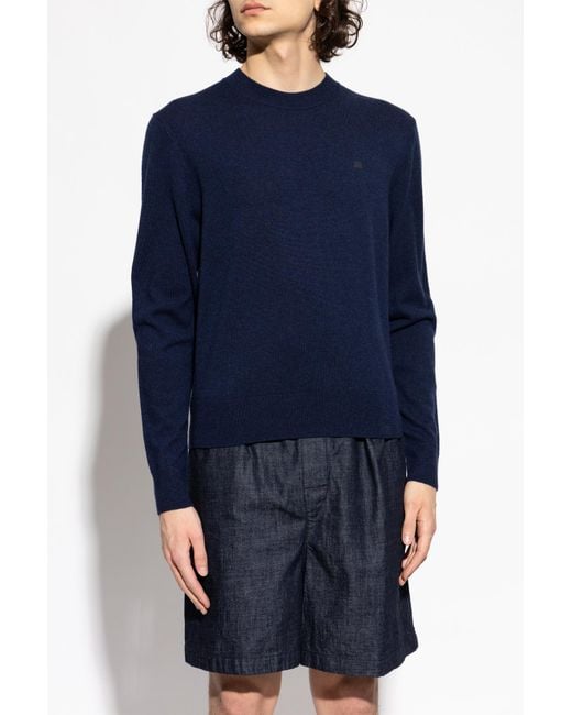 Acne Blue Wool Sweater for men
