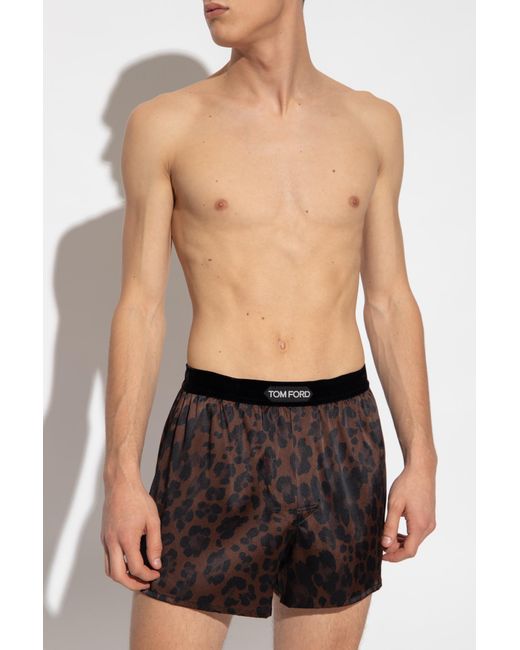 Tom Ford Black Silk Boxers With Logo for men