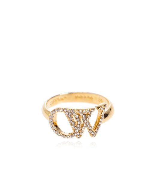 Off-White c/o Virgil Abloh Metallic Ring With Shimmering Crystals
