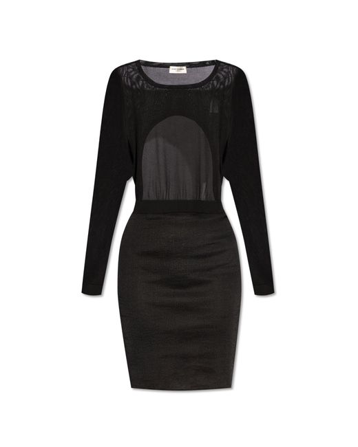 Saint Laurent Black Dress With Long Sleeves,