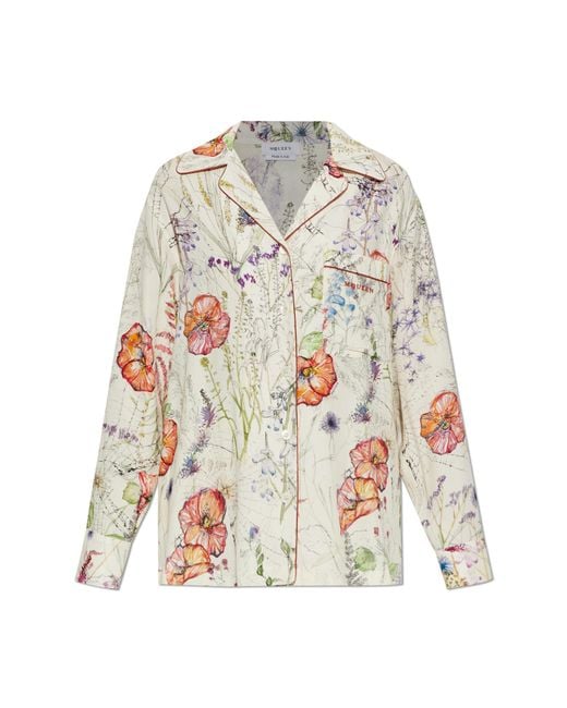 McQueen White Shirt With Floral Motif