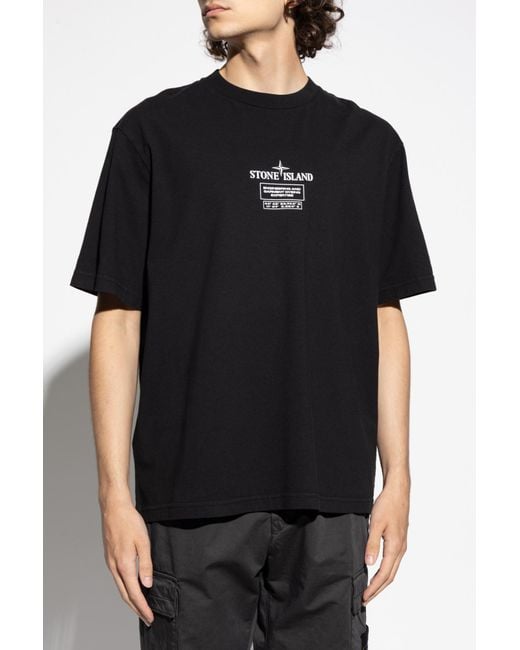 Stone Island Black T-Shirt With Logo for men