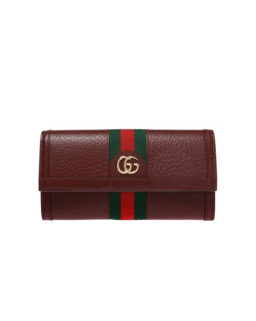 Gucci 'web' Stripe Wallet in Red | Lyst