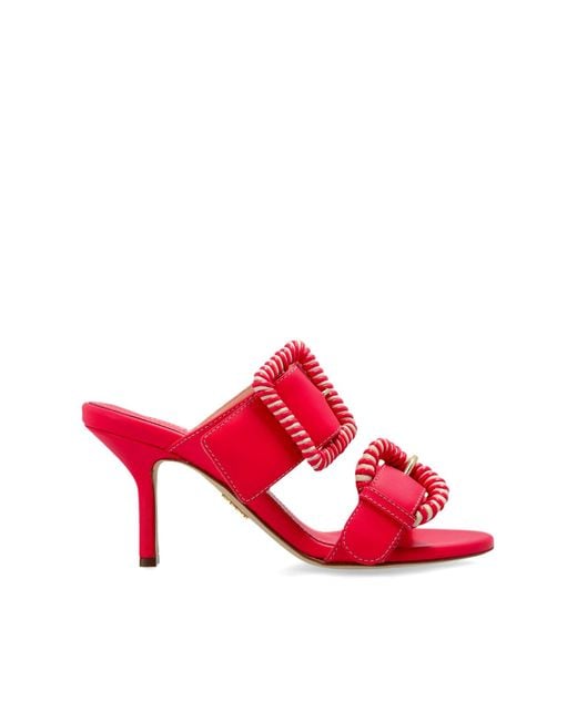 Rodo Red Leather Heeled Mules