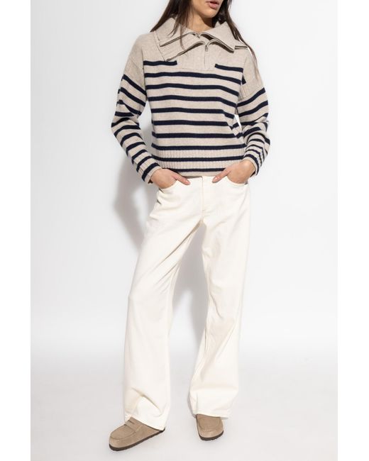 Rag & Bone Gray Sweater With A Zip Collar