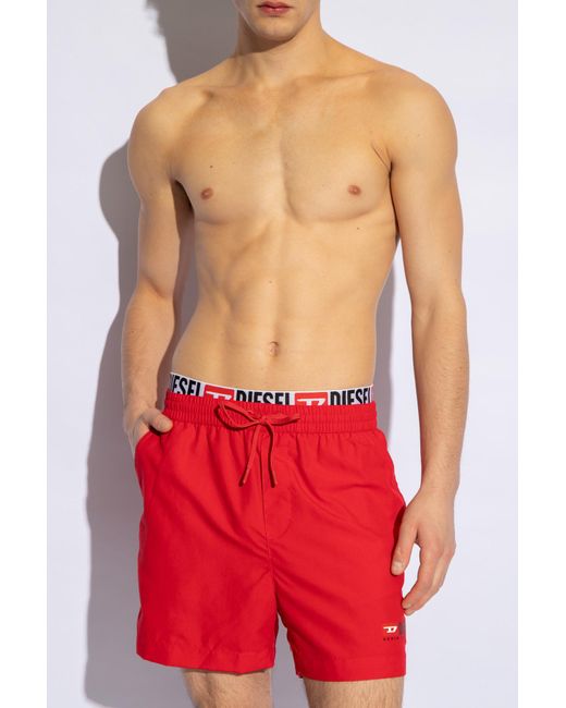 DIESEL Red ‘Bmbx-Visper-41’ Swimming Shorts for men