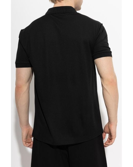 EA7 Black Polo With Logo Application for men