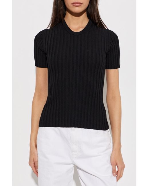 AMI Black Pleated Top