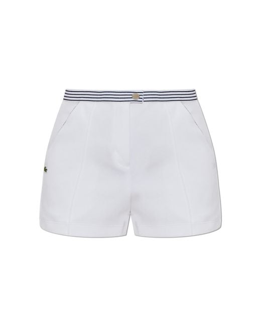 Lacoste White Shorts With Logo Patch