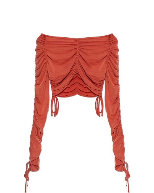 Balmain Orange Short Draped Top