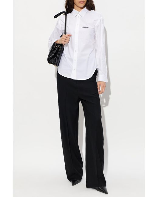 Balenciaga White Shirt With Embroidered Logo