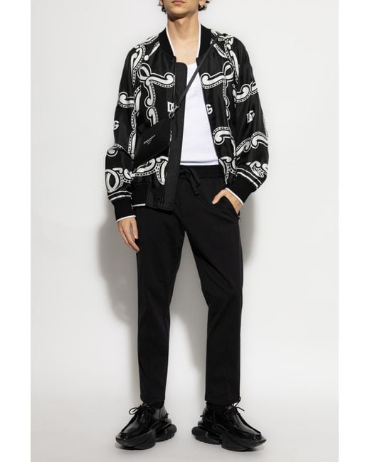 Dolce & Gabbana Black Silk Bomber Jacket for men