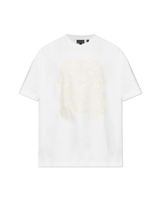 LACOSTE RUNWAY Natural T-Shirt With Printed Logo for men