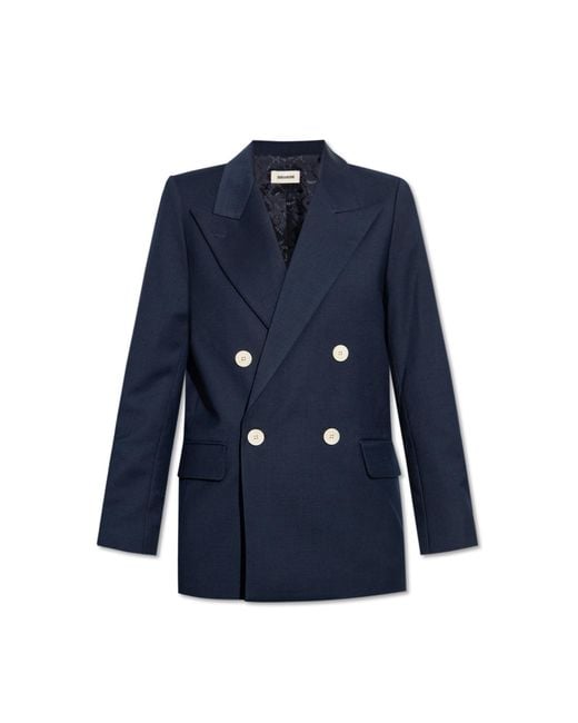 Zadig & Voltaire 'view' Double-breasted Blazer in Blue | Lyst