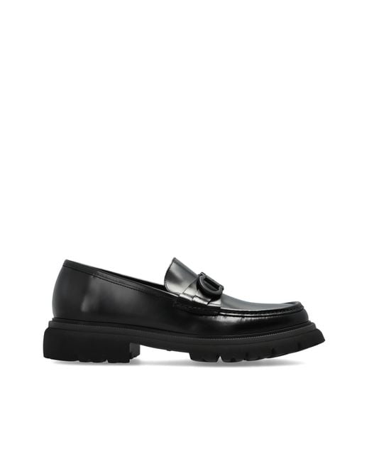 Ferragamo Black Leather 'Cocoon' Loafers for men