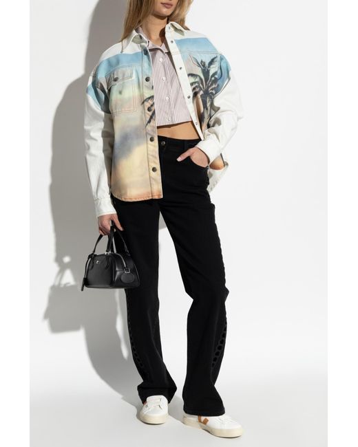 Palm Angels White Shirt With Striped Pattern