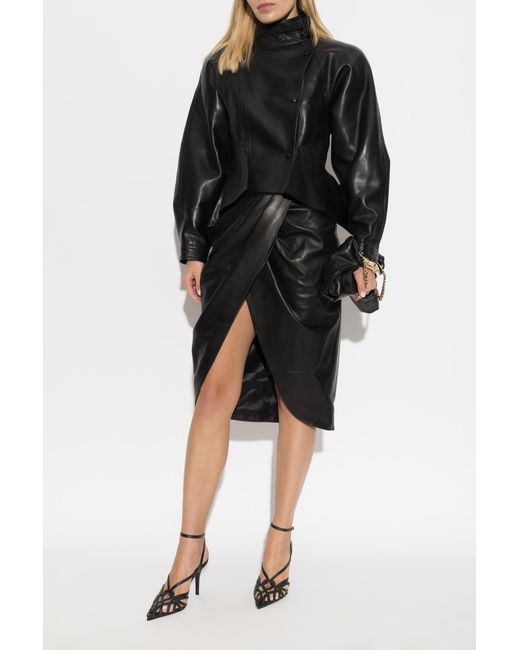 Balmain Black Leather Peplum Jacket