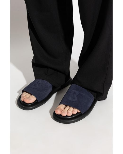 Bogner Blue Suede Slides "Portofino" for men
