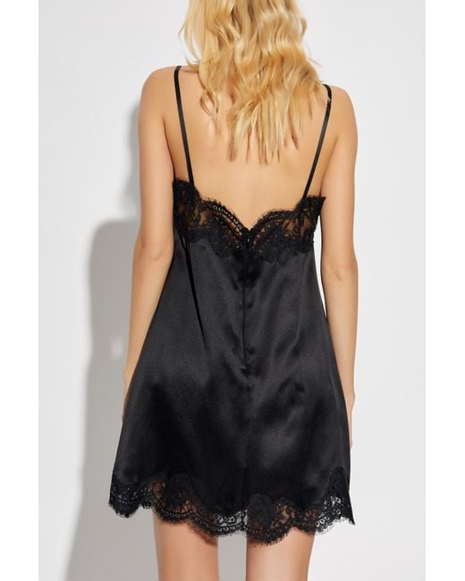 Dolce & Gabbana Black Silk Dress With Lace Inserts