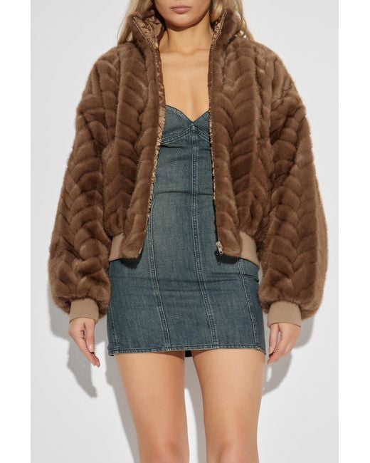 Balenciaga Brown Short Faux Fur