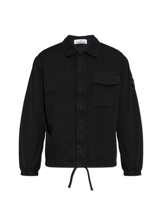 Stone Island Black Jacket With Logo Patch for men