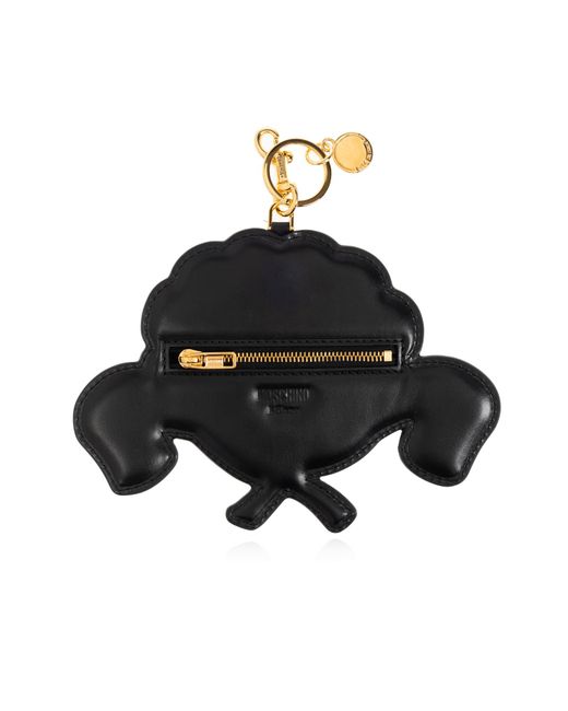 Moschino White Leather Keychain for men