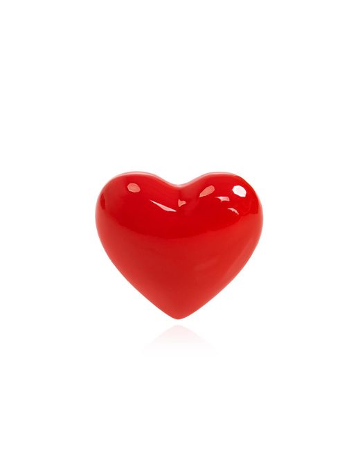 Moschino Red Ring With Heart Motif
