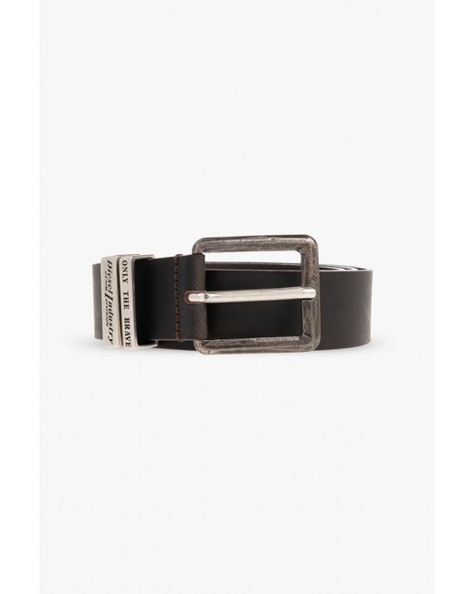 DIESEL Black 'B-Guarantee-A' Leather Belt for men