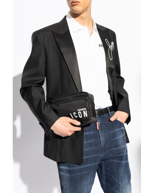 DSquared² Black Cosmetic Bag With Printed Logo for men