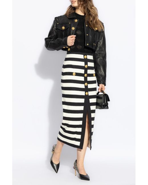 Balmain Black Bodysuit With Geometric Pattern