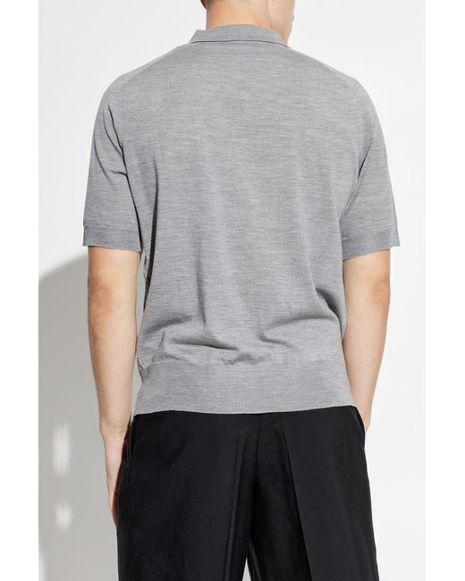 AMI Gray Wool Polo for men